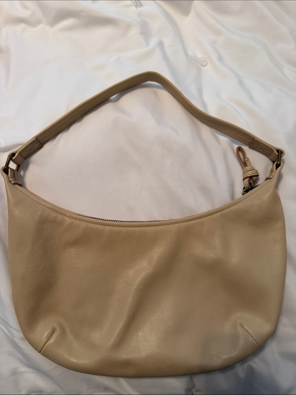 Madewell Cream Leather Hobo Shoulder Bag